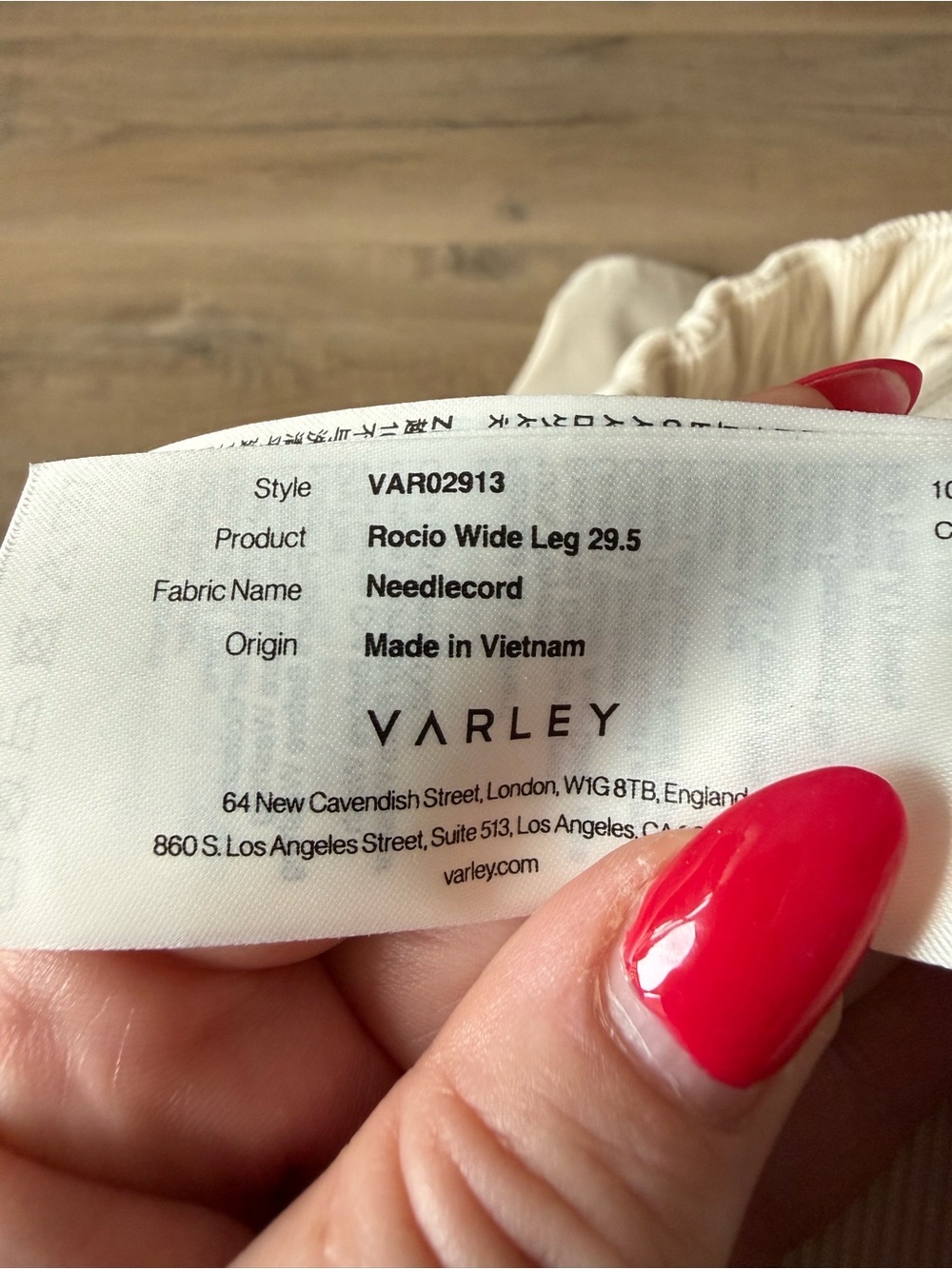 Varley Cream Birch Rocio Needlecord Wide Leg Pants - Medium - Picture 9 of 10